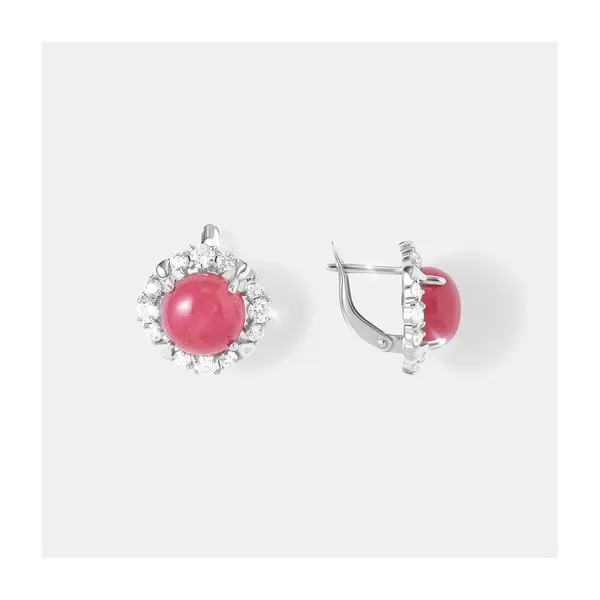 Серебряные серьги с малиновыми жадеитами — арт. 10522-006086