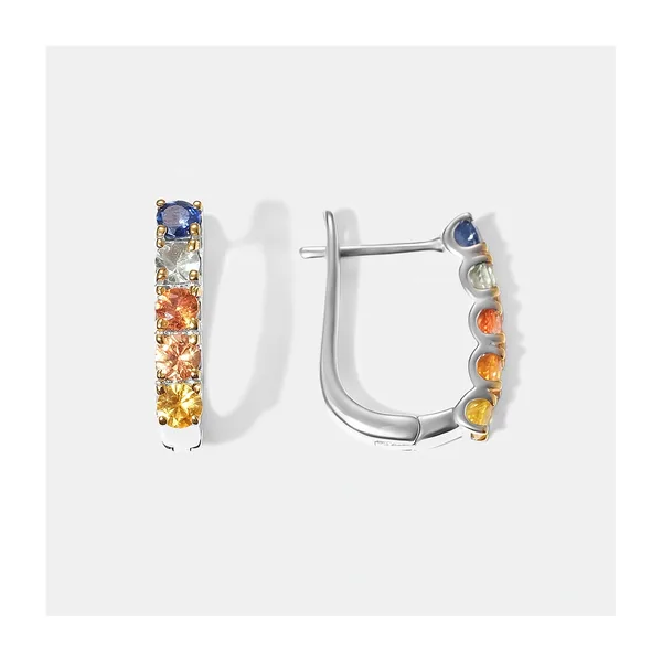Серебряные серьги с мультисапфирами — арт. 10522-003625