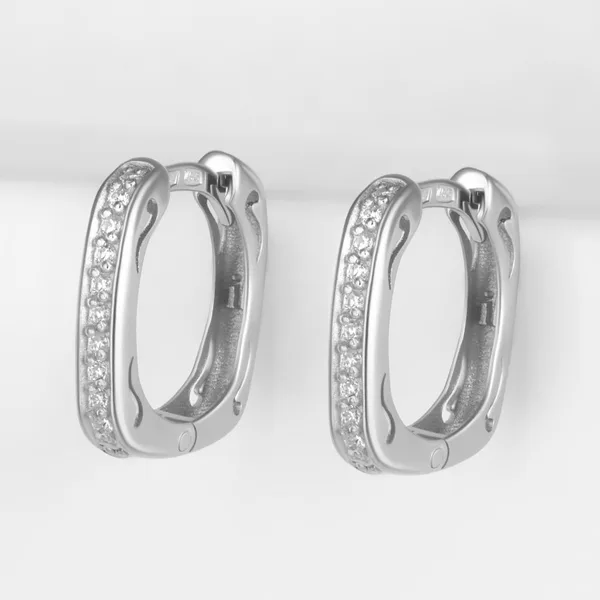Серьги конго из серебра с фианитами — арт. 000-394954