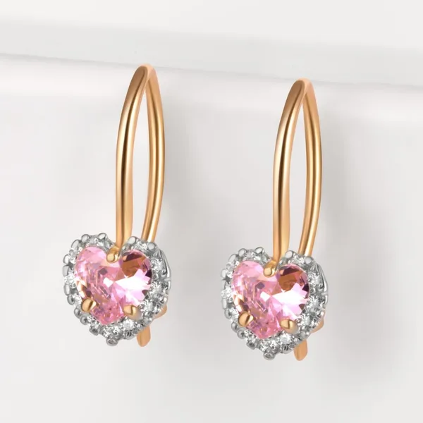 Серьги детские из красного золота с фианитами — арт. 000-394499