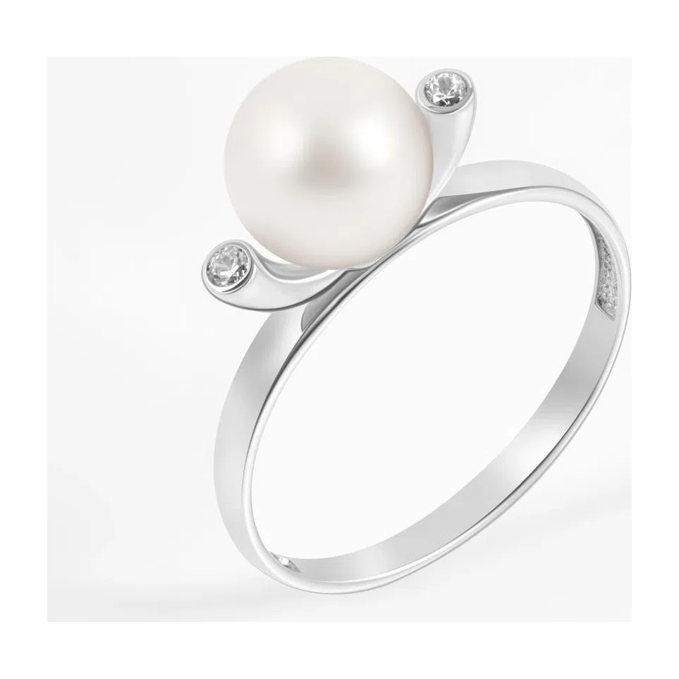 Кольцо из серебра с жемчугом и Swarovski Ю-люкс Наше золото, арт. 000-365563