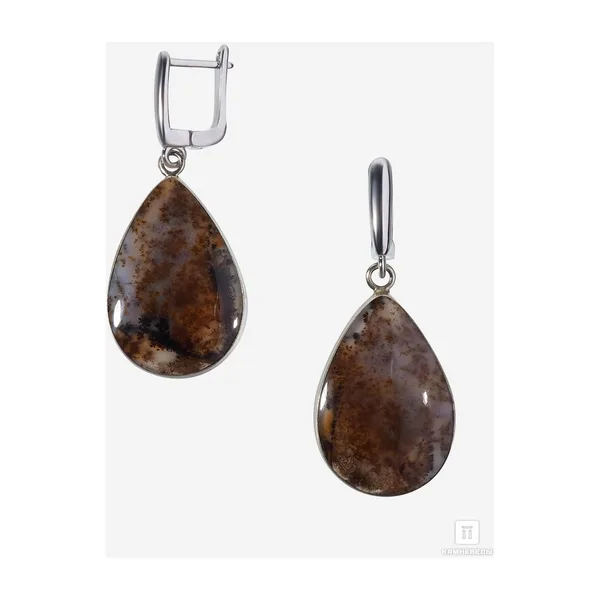 Серьги с агатом дендритовым — арт. 35650