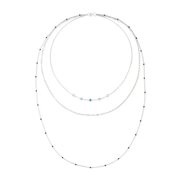 Многослойное колье из серебра с миксом из камней — модель qznnhuc