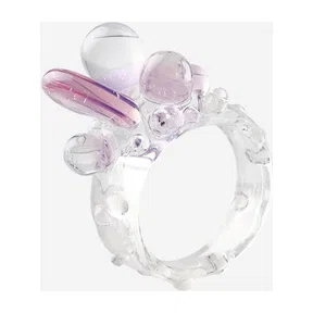 Розовое кольцо из боросиликатного стекла Floral Ring #2 78glass Poison Drop — модель 0h6zjku — фото 2